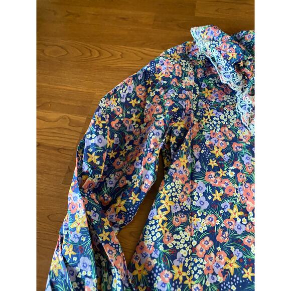 Anthropologie Caballero Floral Ruffle Lace Long Sleeve Button Down, XL NWT - Picture 6 of 8